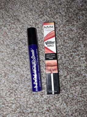NYX Liquid Suede Cream Lipstick in Deep Purple And Shimmy Orange, NEW